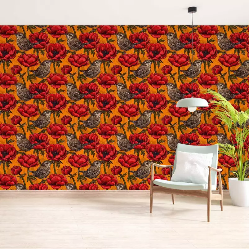 Anemone garden - tapisserie panoramique fleurs