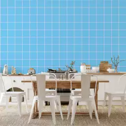 Carreaux bleu piscine - tapisserie géométrique