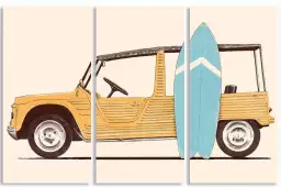 Mehari et surf - affiche voiture vintage