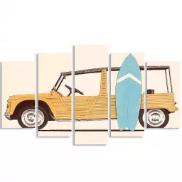 Mehari et surf - affiche voiture vintage