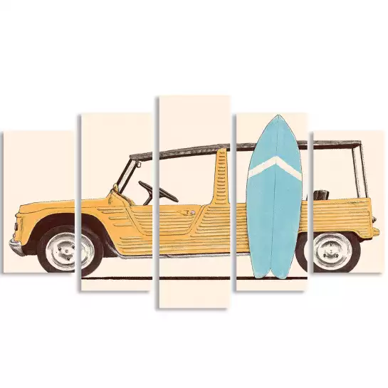 Mehari et surf - affiche voiture vintage