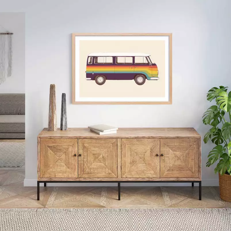 Van rainbow - affiche voiture vintage