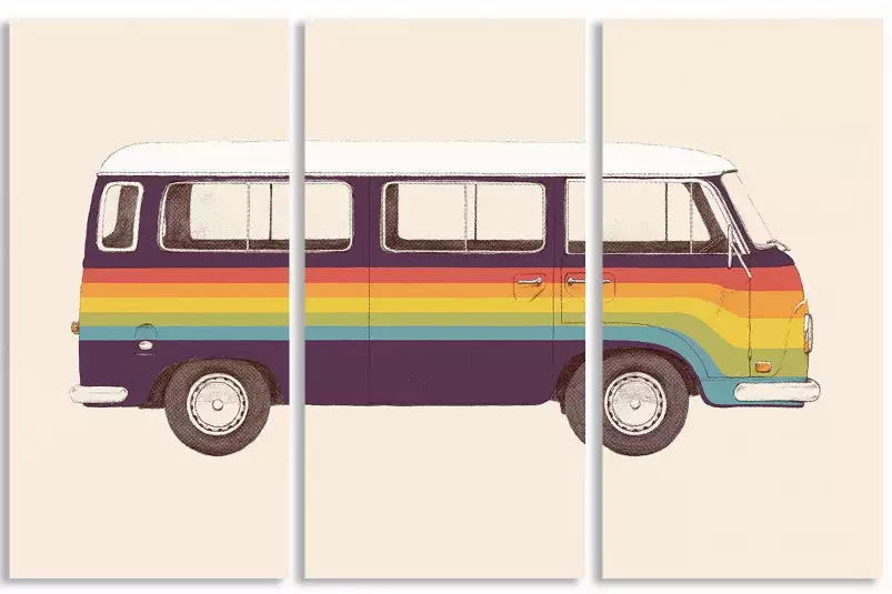 Van rainbow - affiche voiture vintage