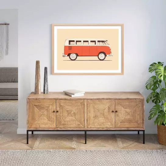 Red van - affiche voiture vintage