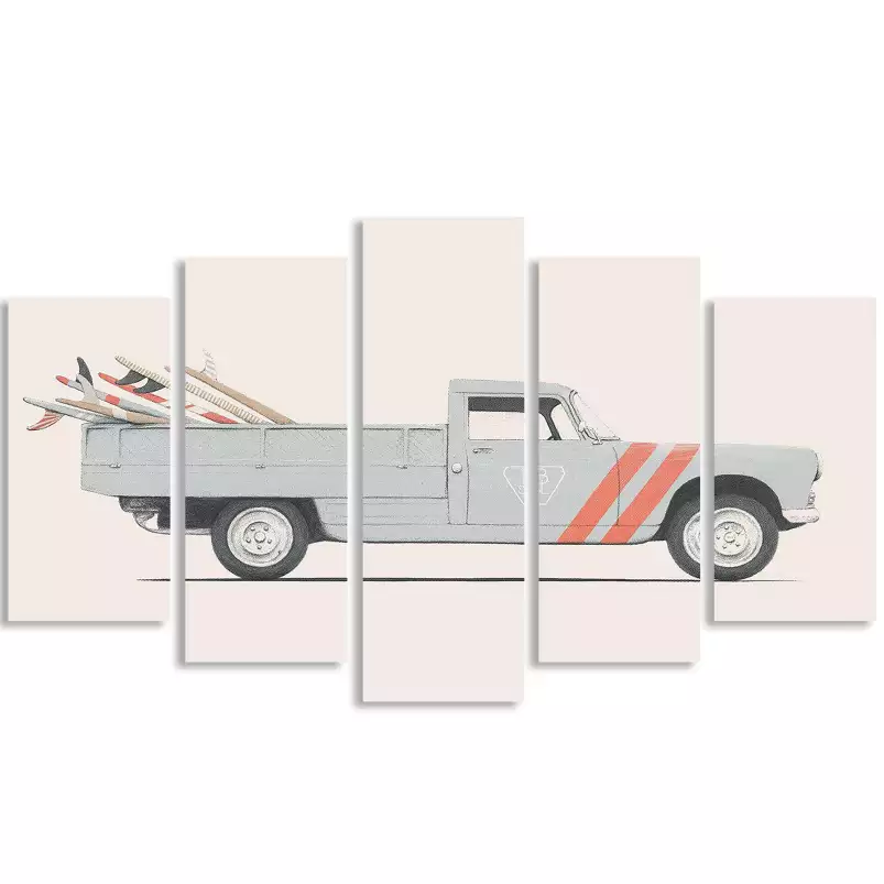 Pick up pour le surf - affiche voiture vintage