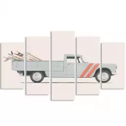 Pick up pour le surf - affiche voiture vintage