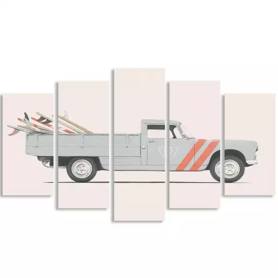 Pick up pour le surf - affiche voiture vintage