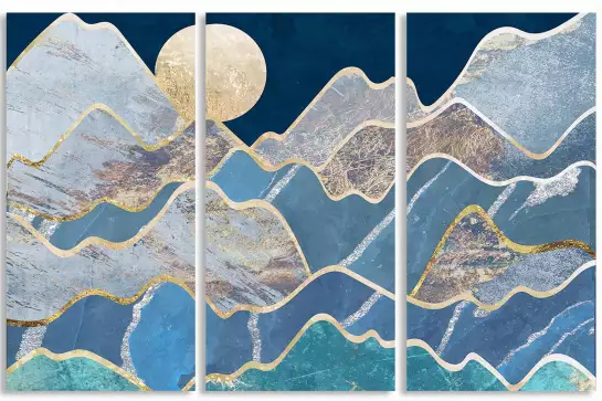 Paysage de montagnes au clair de lune - abstrait tableau design