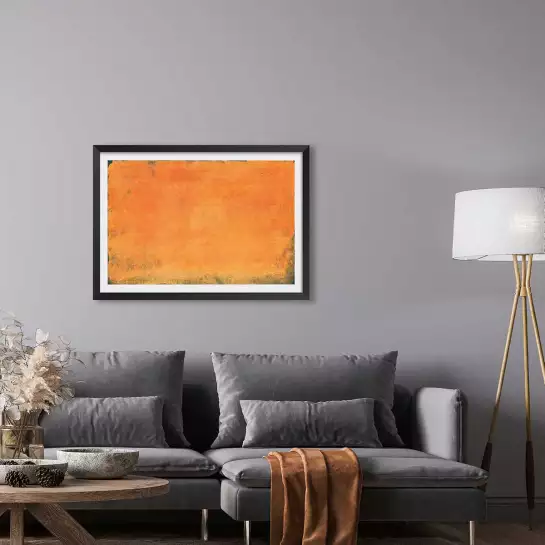 Orange sur bleu - grand tableau abstrait