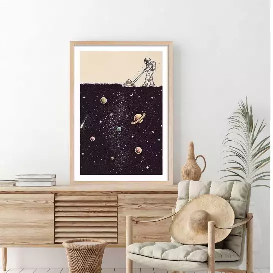 Space tondeuse - affiche surrealiste