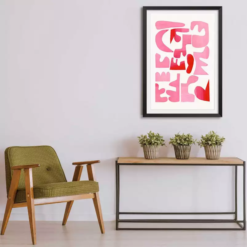 Pink kiss - affiche art abstrait