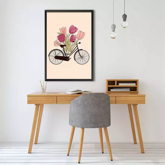 Amsterdam, ville de vélos - affiche de fleurs