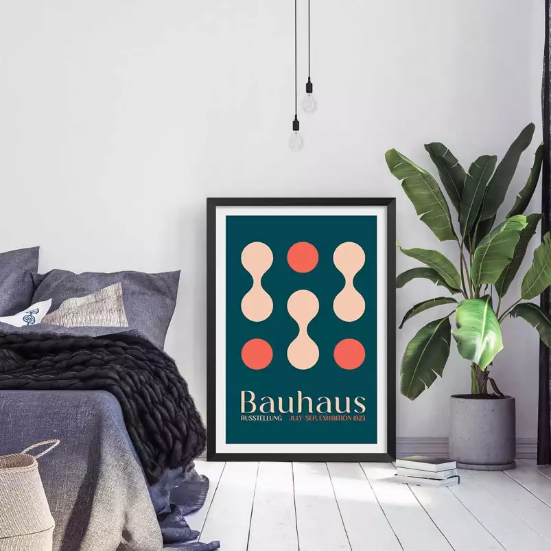 Exposition Bauhaus bleu - affiche vintage