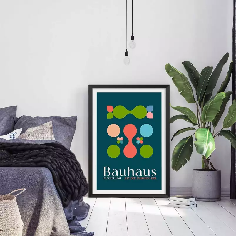 Exposition Bauhaus fleurs - affiche vintage