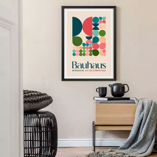 Exposition Bauhaus rose - affiche vintage