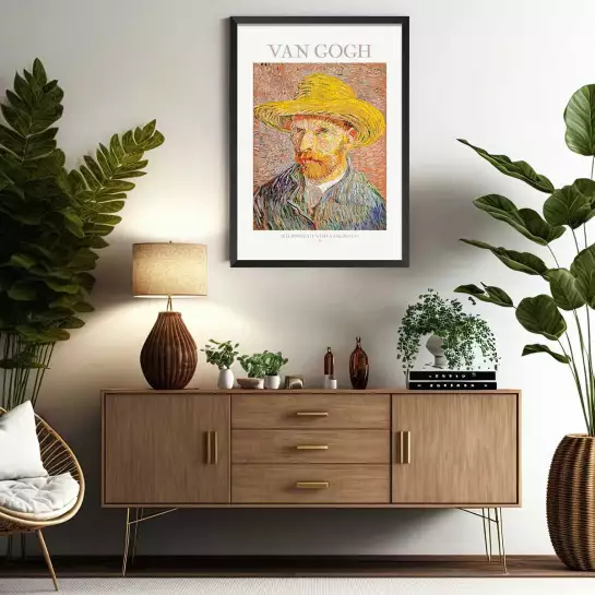 Autoportrait au chapeau de paille - Tableau de Vincent Van Gogh