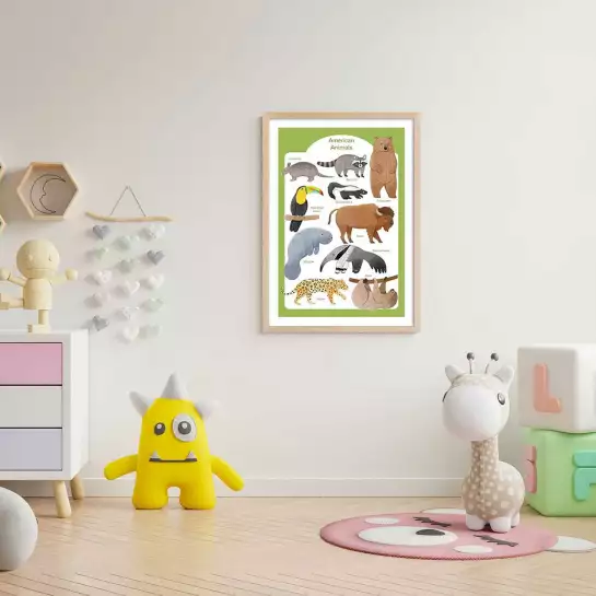 Animaux d'Amérique - affiche pour enfant