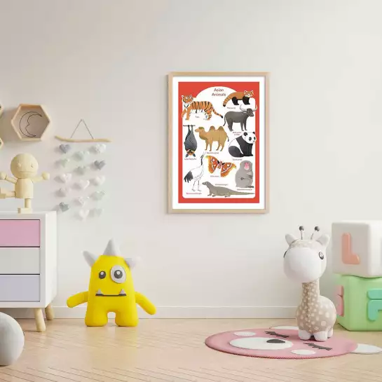 Animaux d' Asie - affiche pour enfant