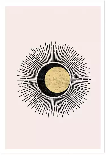 Soleil d'or Uno - affiche art abstrait géométrique