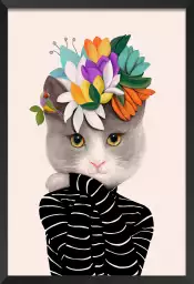 Couronne fleurie - poster de chat