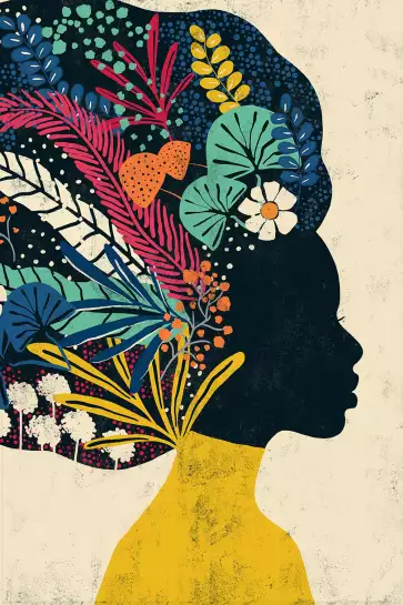 Femme et coiffe - affiche retro vintage