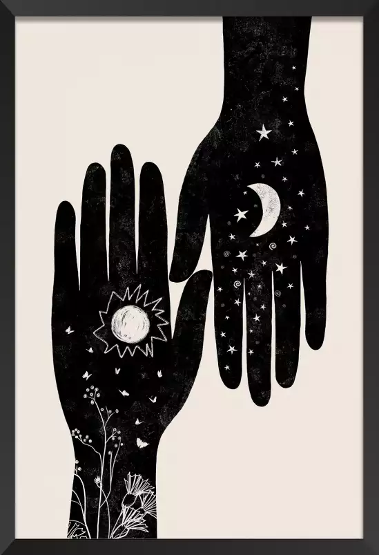 Lune et soleil - affiche vintage