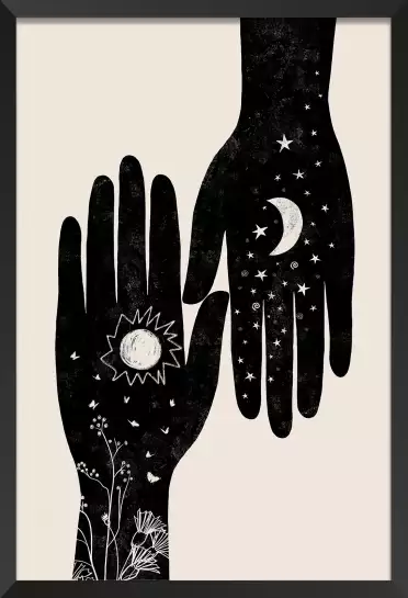 Lune et soleil - affiche vintage