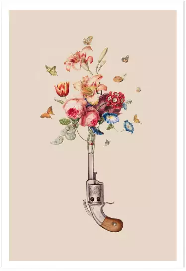 Pistolet à fleurs - affiche surrealiste