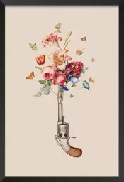 Pistolet à fleurs - affiche surrealiste