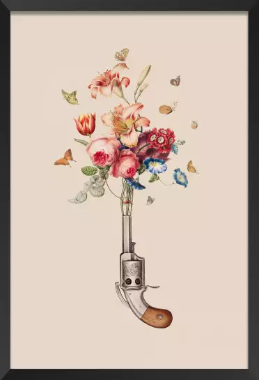 Pistolet à fleurs - affiche surrealiste