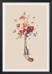 Pistolet à fleurs - affiche surrealiste