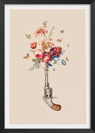 Pistolet à fleurs - affiche surrealiste