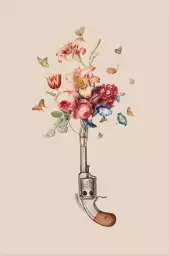 Pistolet à fleurs - affiche surrealiste