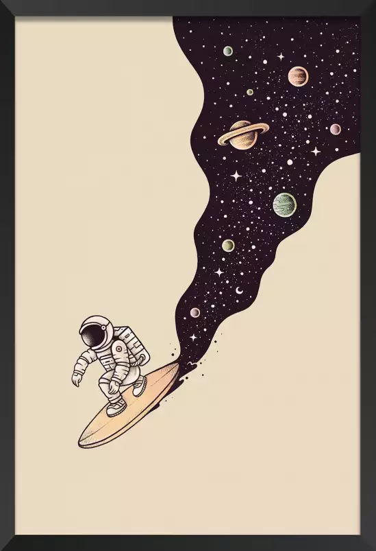 Longboard en cosmos - tableau planetes