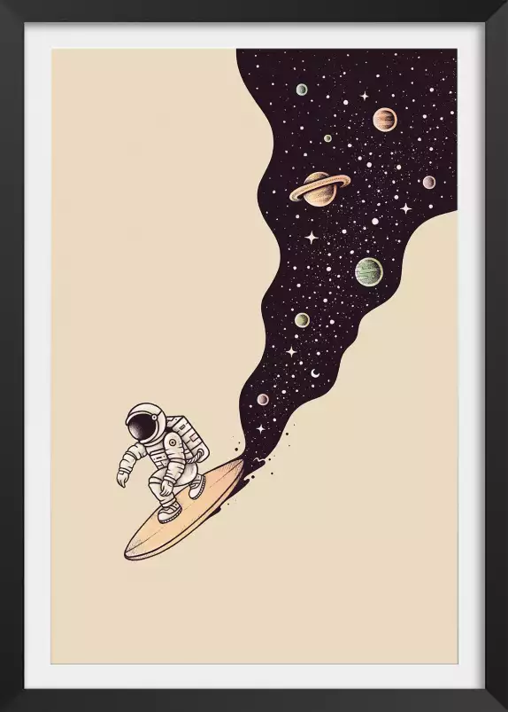 Longboard en cosmos - tableau planetes