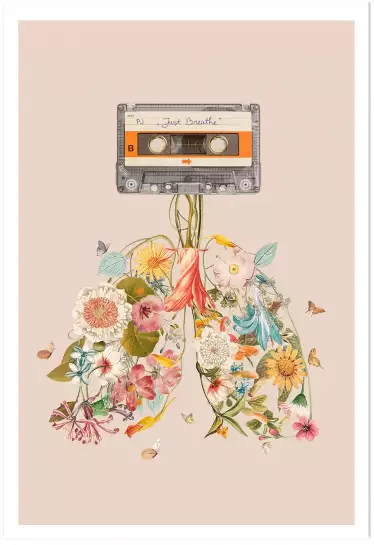 Cassette florale - affiche surrealiste