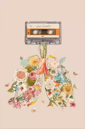 Cassette florale - affiche surrealiste