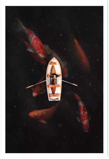 Barque Koi - affiche surrealiste