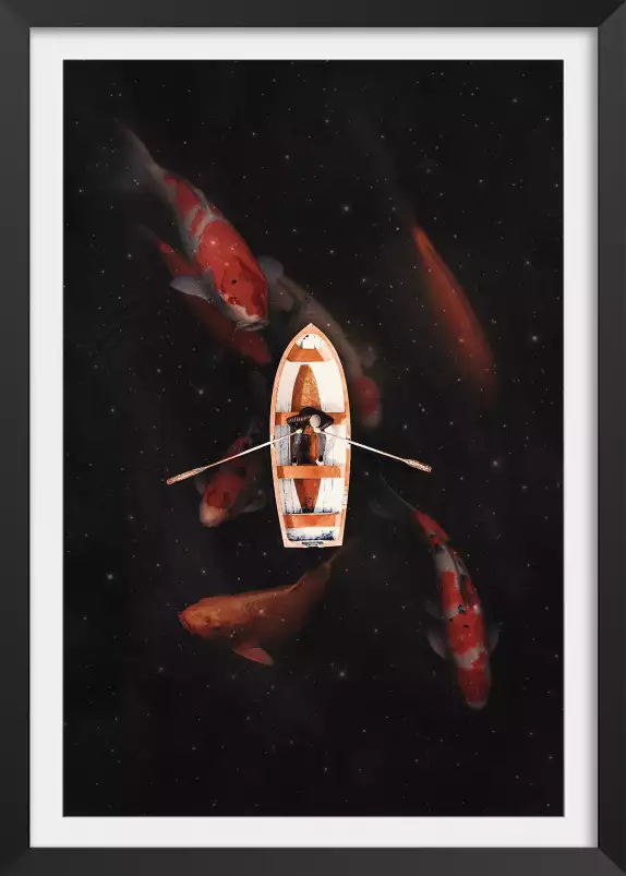 Barque Koi - affiche surrealiste