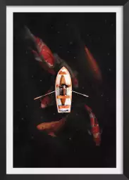 Barque Koi - affiche surrealiste