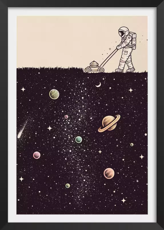 Space tondeuse - affiche surrealiste