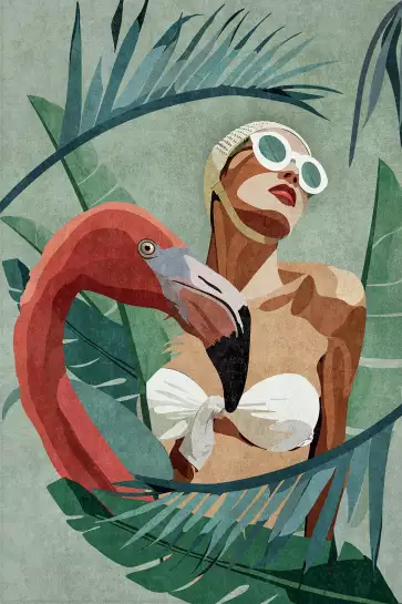 Nageuse sous les tropiques - affiche vintage femme