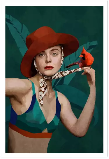 Cowgirl sous les tropiques - affiche vintage femme