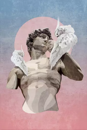Buste grec David - affiche surrealiste