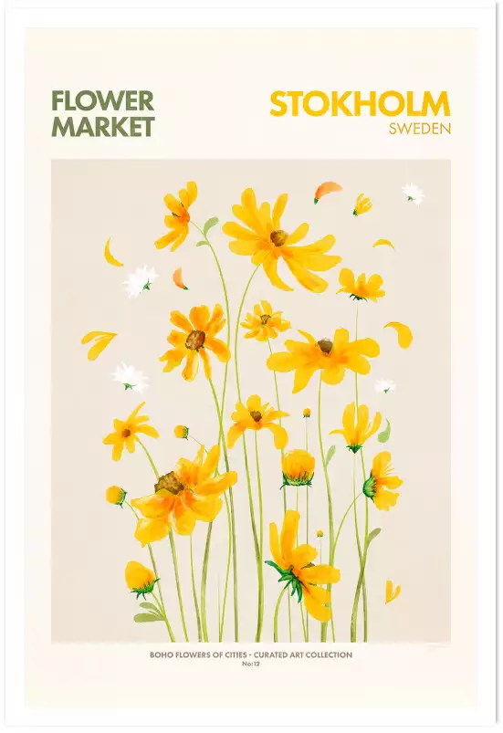 Stokholm marché aux fleurs - affiche ville