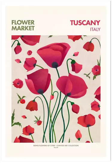 Toscane marché aux fleurs - tableau coquelicots