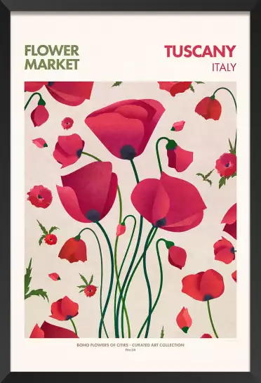 Toscane marché aux fleurs - tableau coquelicots