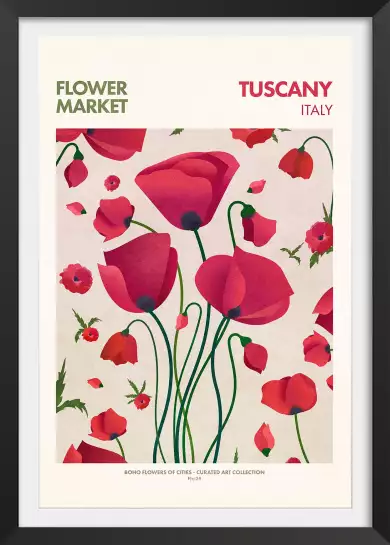 Toscane marché aux fleurs - tableau coquelicots