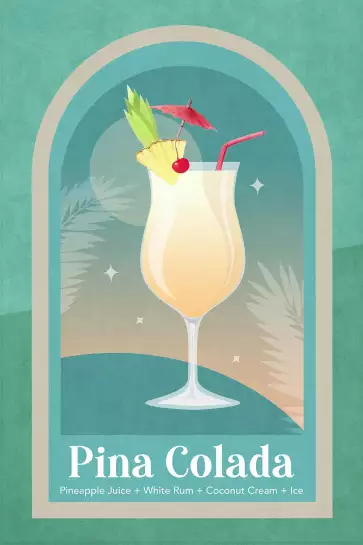 Cocktail Pina Colada - affiche bar