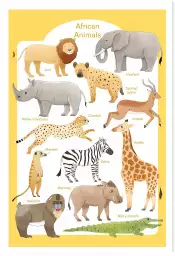 Animaux d'Afrique - affiche pour enfant